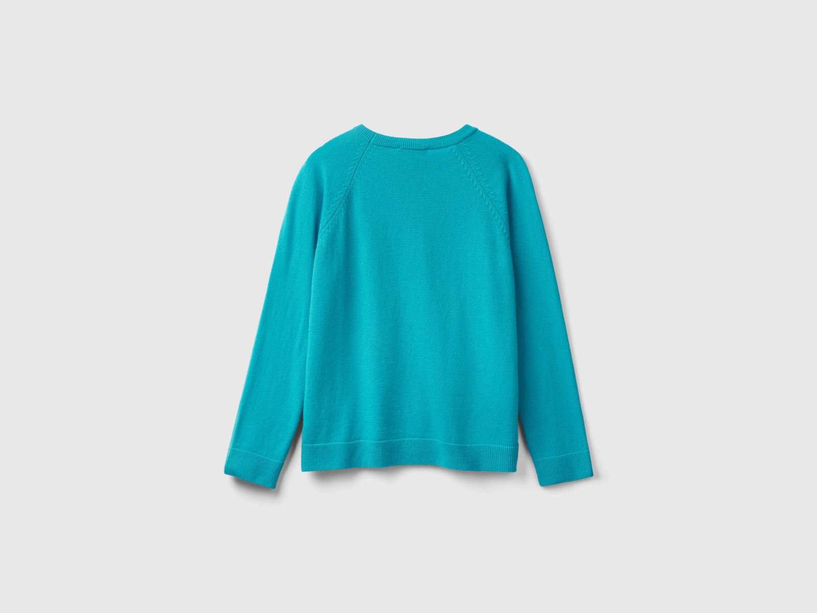 Maglia girocollo azzurra in misto lana e cashmere da donna azzurro 2 | Benetton Outlet