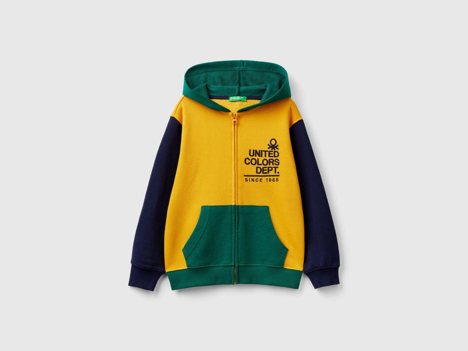Felpa con zip e ricamo logo da bambino multi-color | Benetton Outlet