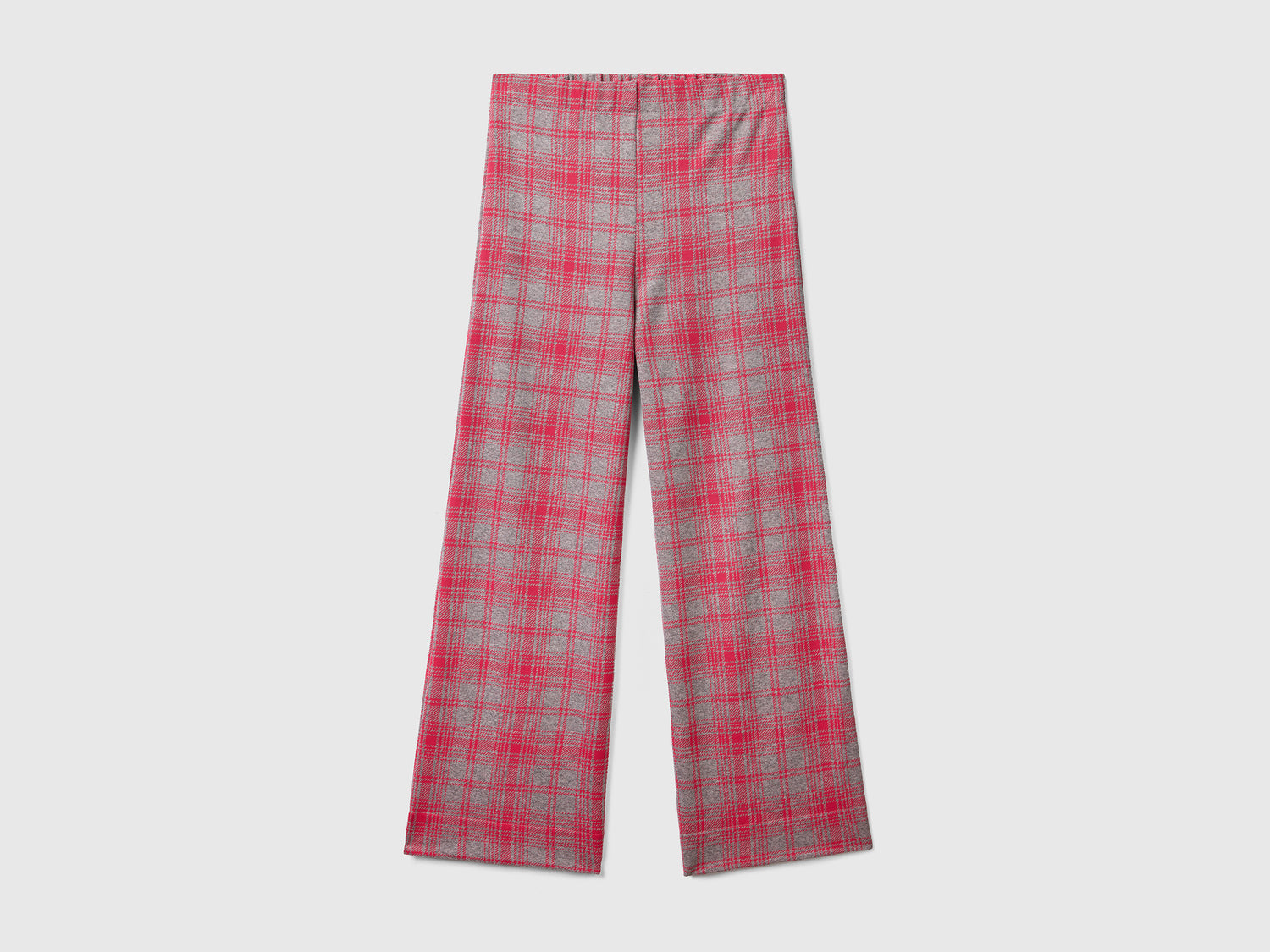 Pantaloni lunghi in misto viscosa elasticizzata con taglio a palazzo da donna grigio chiaro | Benetton Outlet