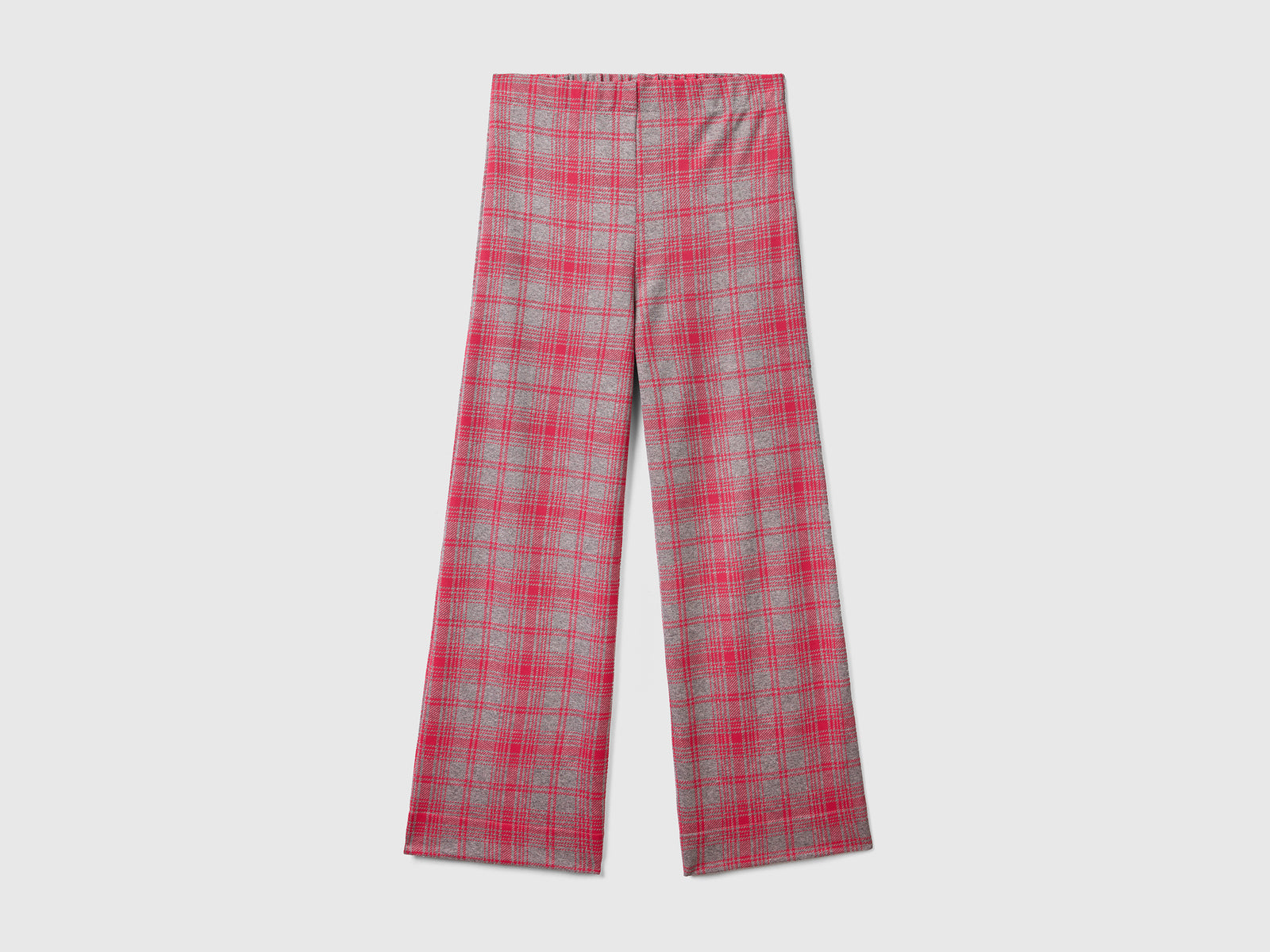Pantaloni lunghi in misto viscosa elasticizzata con taglio a palazzo da donna grigio chiaro | Benetton Outlet