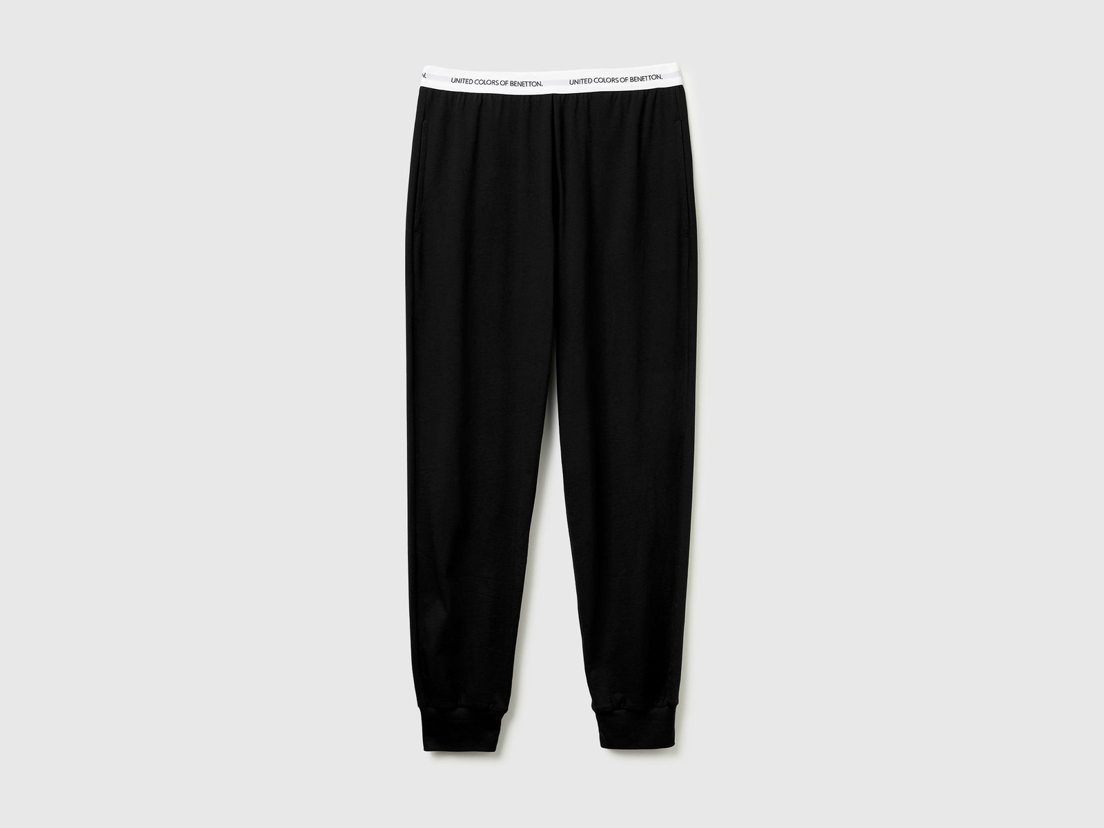 Pantaloni con elastico logato da uomo nero | Benetton Outlet