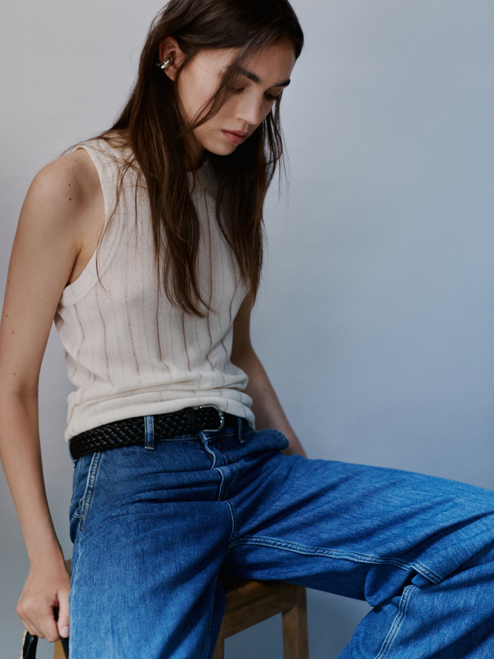 Canotta slim fit a costine da donna bianco 2 | Sisley Outlet
