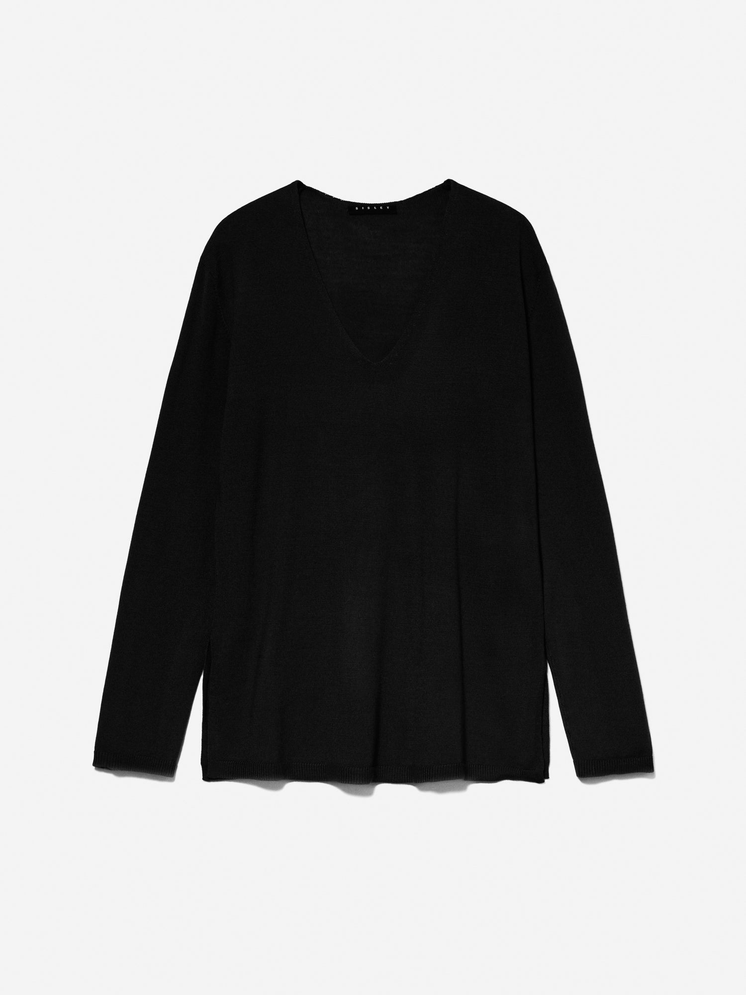 Maglia over fit con scollo profondo da donna nero | Sisley Outlet