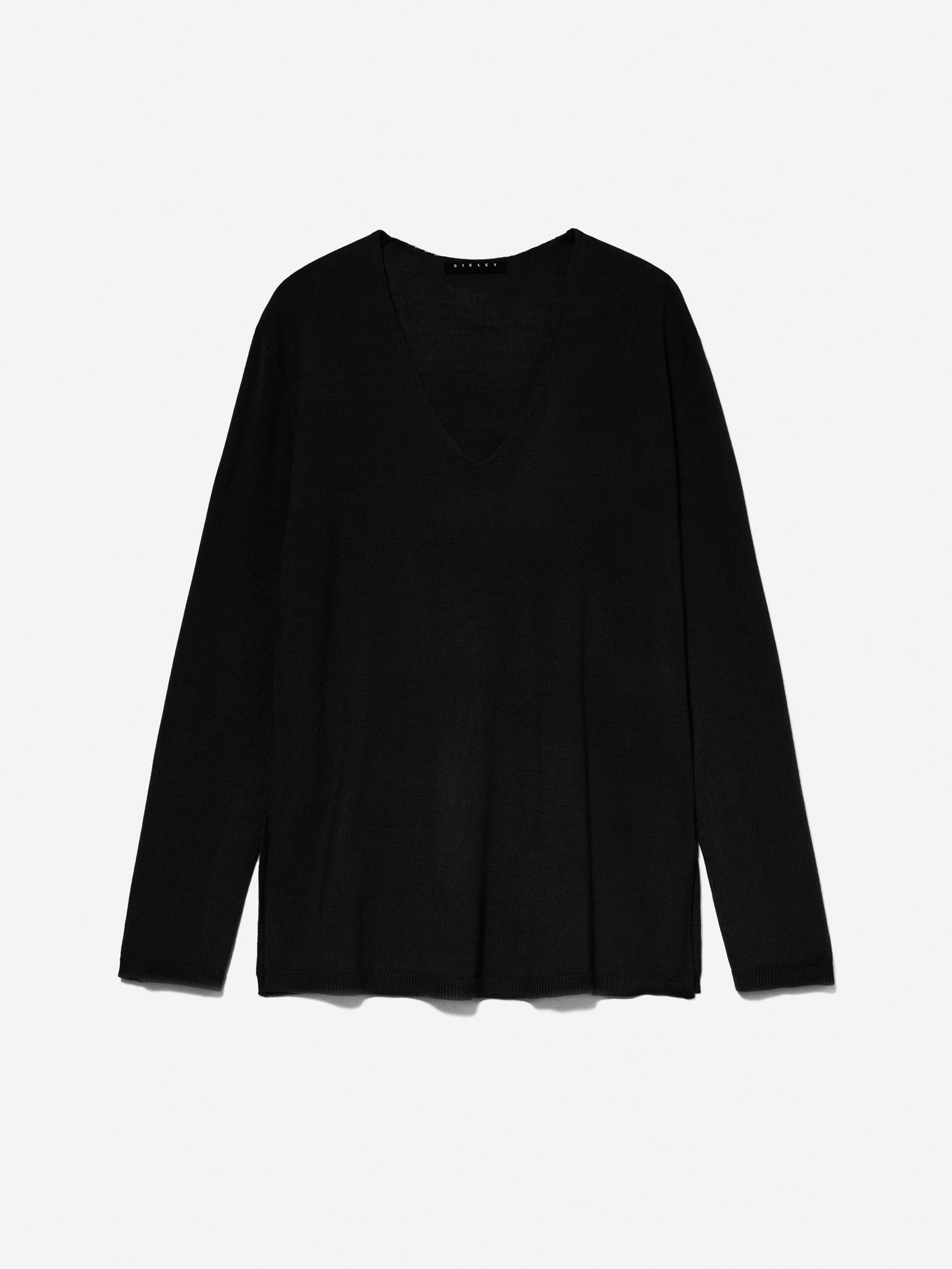 Maglia over fit con scollo profondo da donna nero | Sisley Outlet