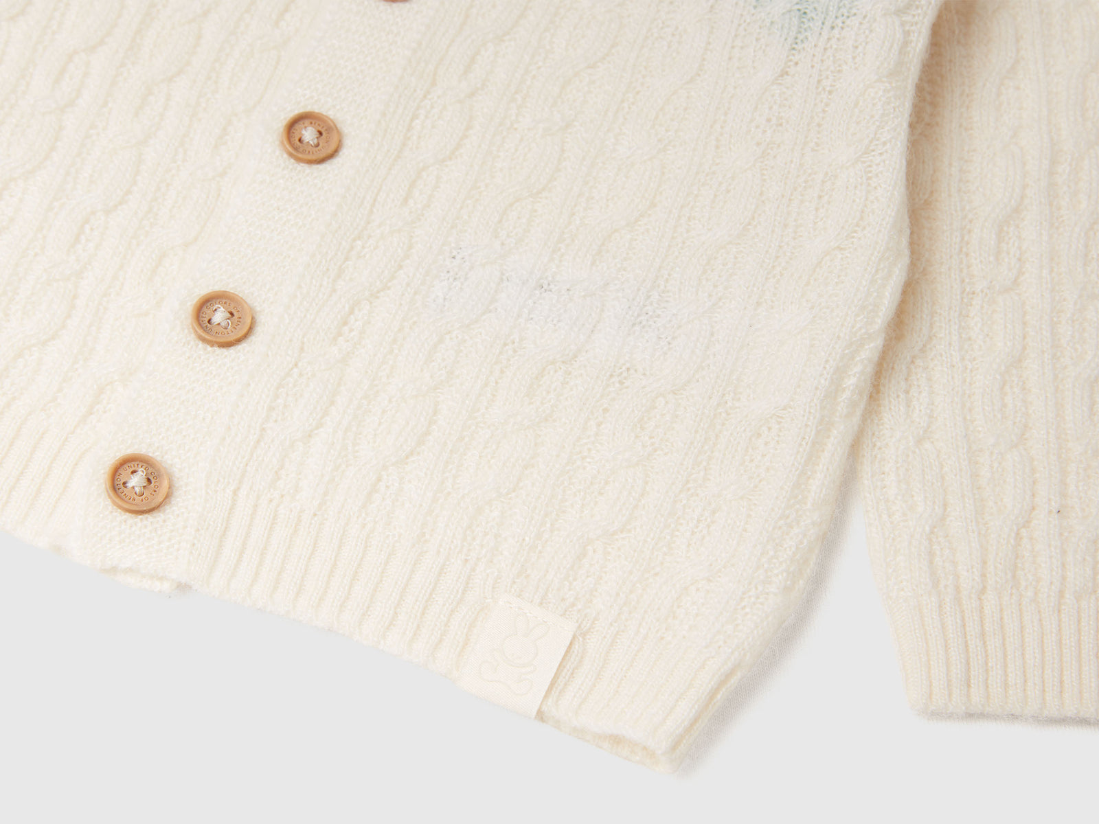 Cardigan a trecce da neonato bianco panna 3 | Benetton Outlet