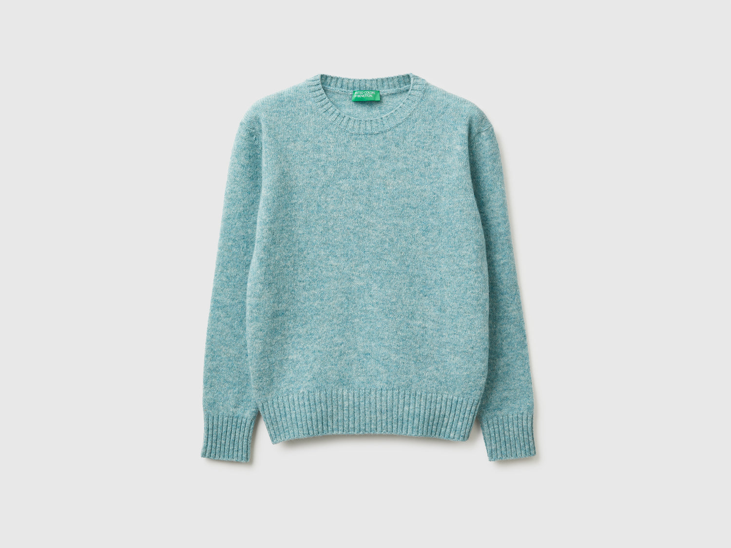 Maglia in pura lana Shetland da donna verde acqua | Benetton Outlet