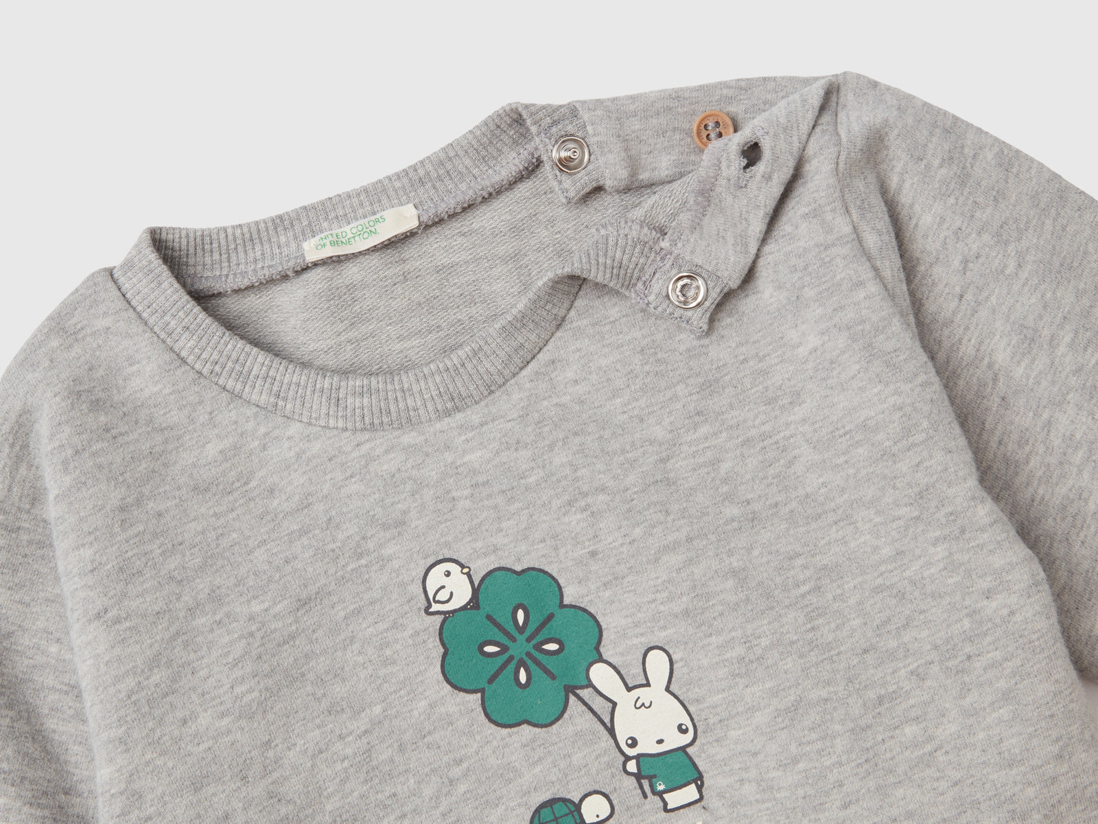 Completino in felpa leggera da neonato grigio chiaro 2 | Benetton Outlet
