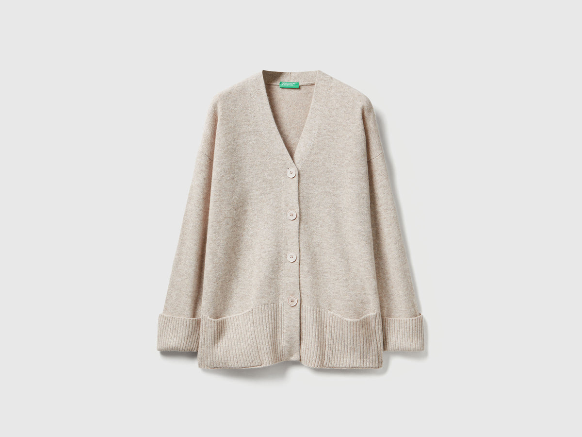 Cardigan over fit in misto lana