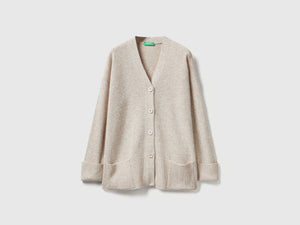 Cardigan over fit in misto lana