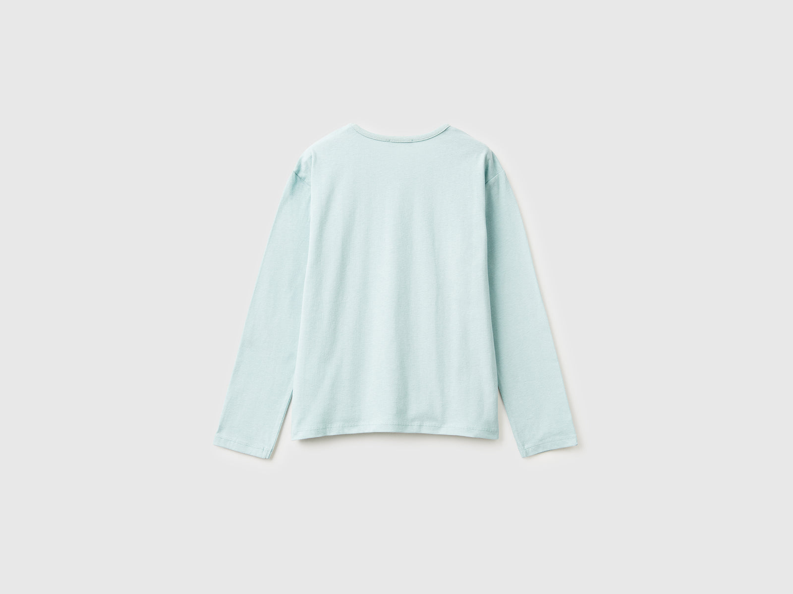 T-shirt in caldo cotone con paillettes da bambina verde acqua 2 | Benetton Outlet
