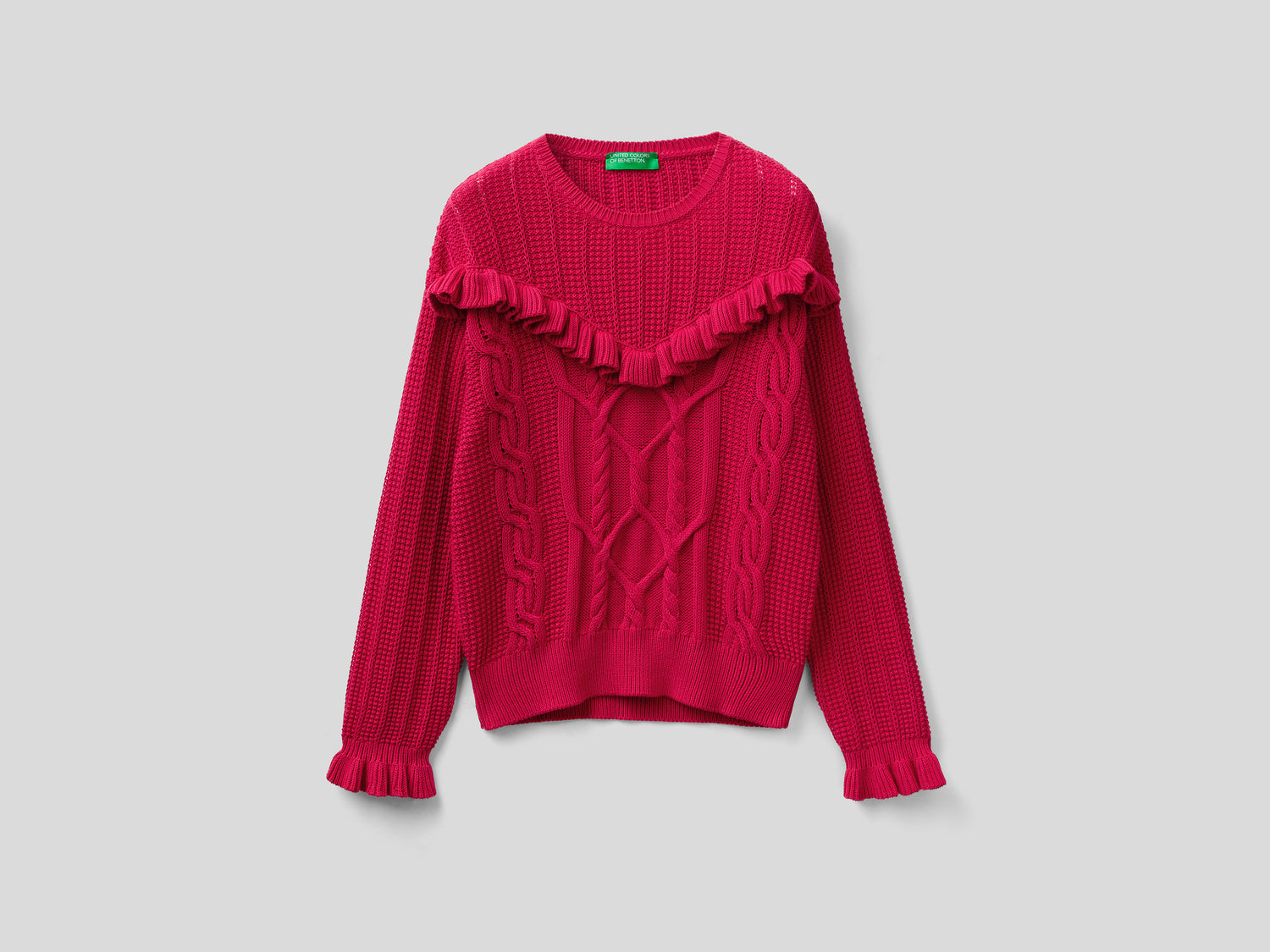 Maglia con rouches e trecce da donna ciclamino | Benetton Outlet