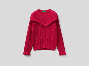 Maglia con rouches e trecce