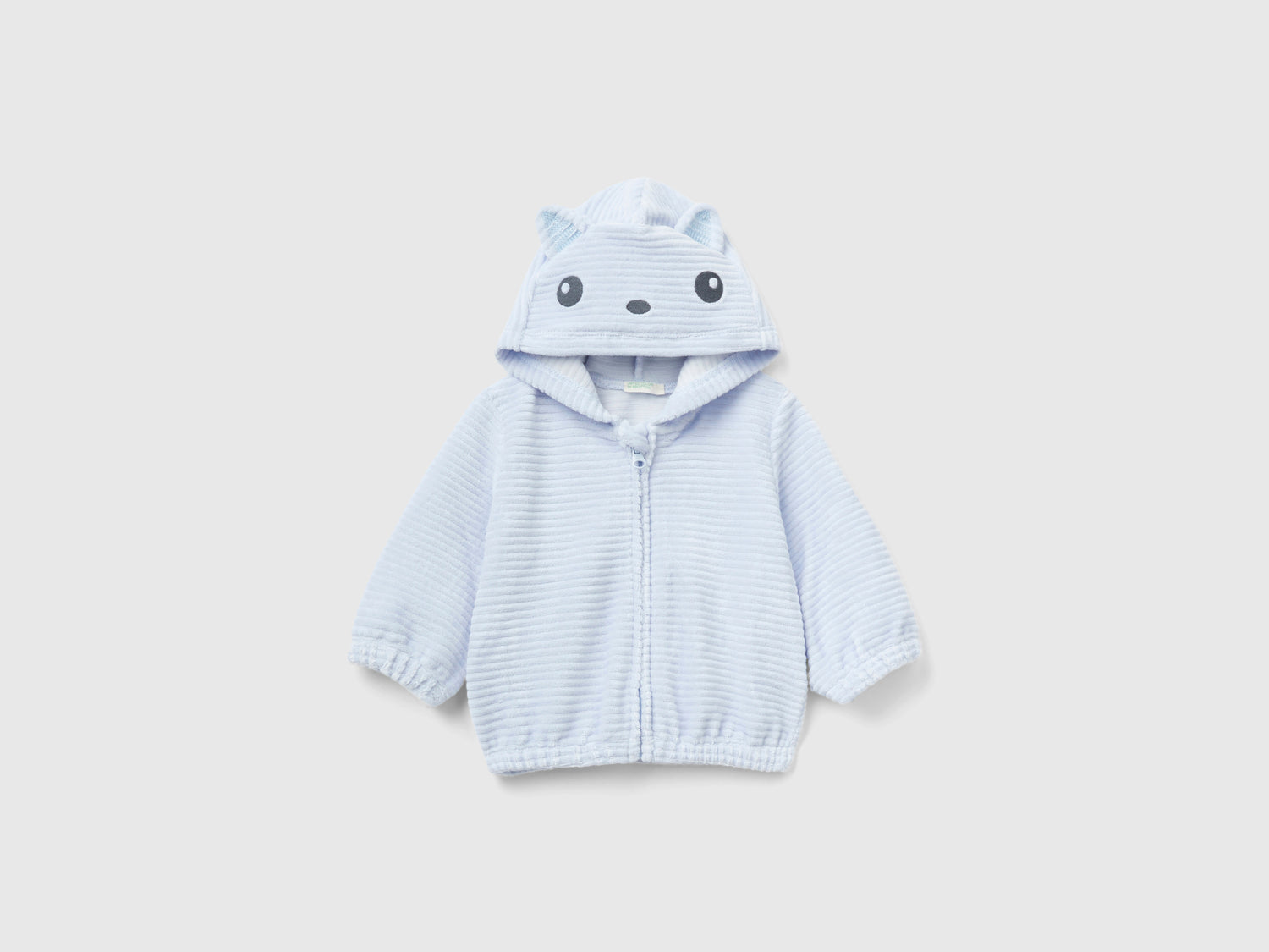 Felpa in ciniglia con cappuccio da neonato celeste | Benetton Outlet