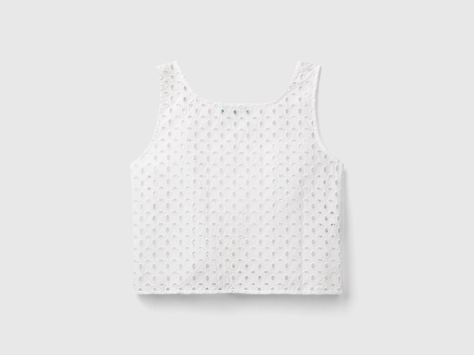 Blusa smanicata in sangallo da donna bianco 2 | Benetton Outlet