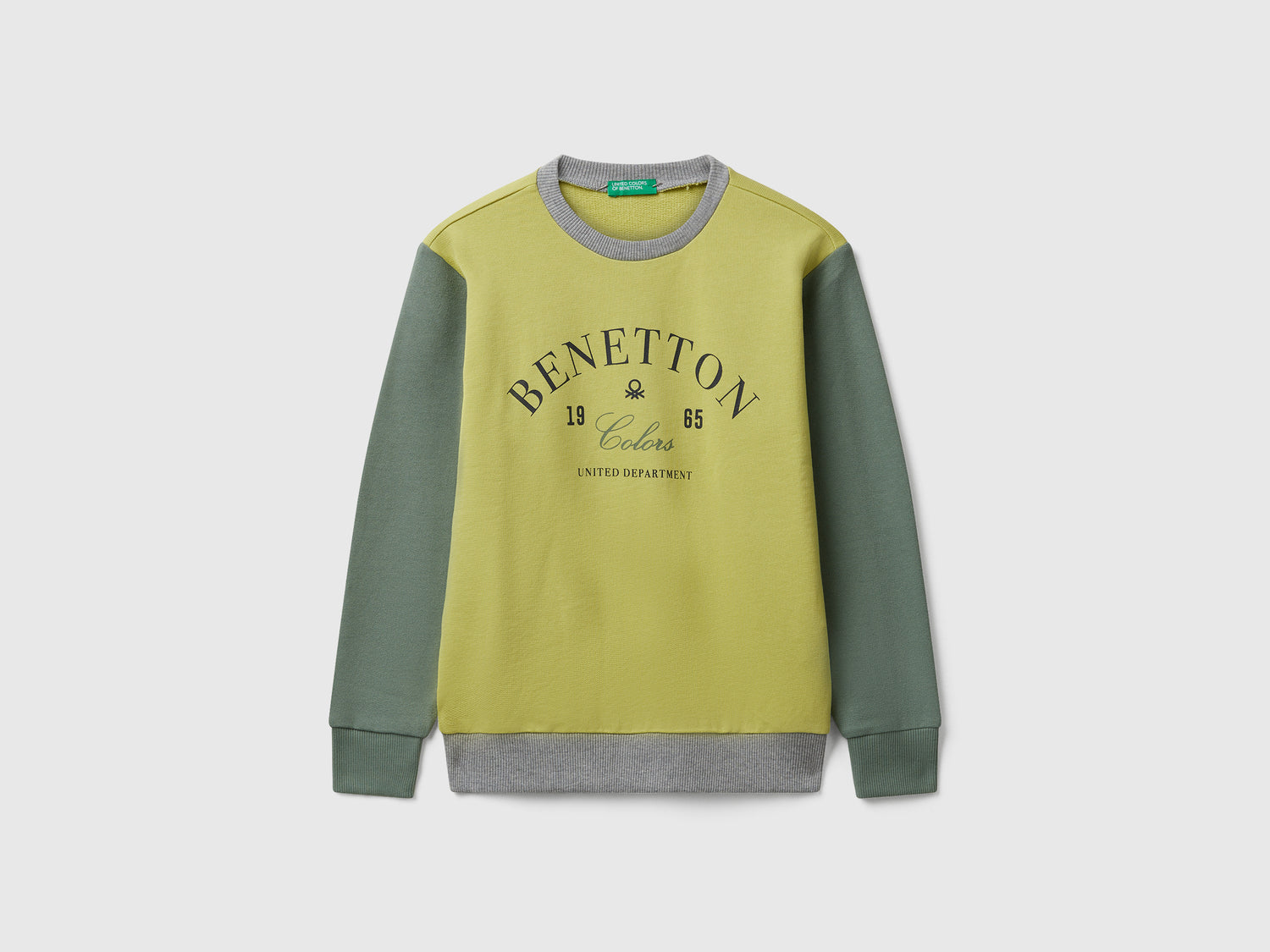 Felpa con logo in cotone da bambino verde oliva | Benetton Outlet