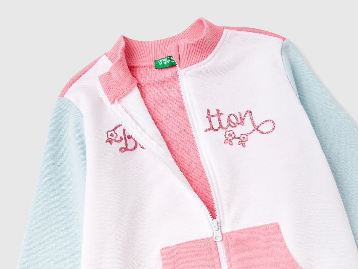 Felpa con zip in cotone bio