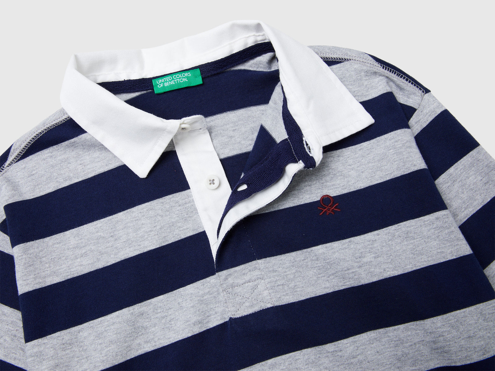 Polo a righe in cotone da bambino grigio 3 | Benetton Outlet