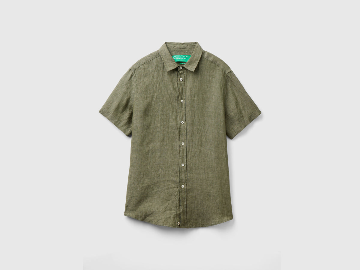 Camicia a manica corta 100% lino