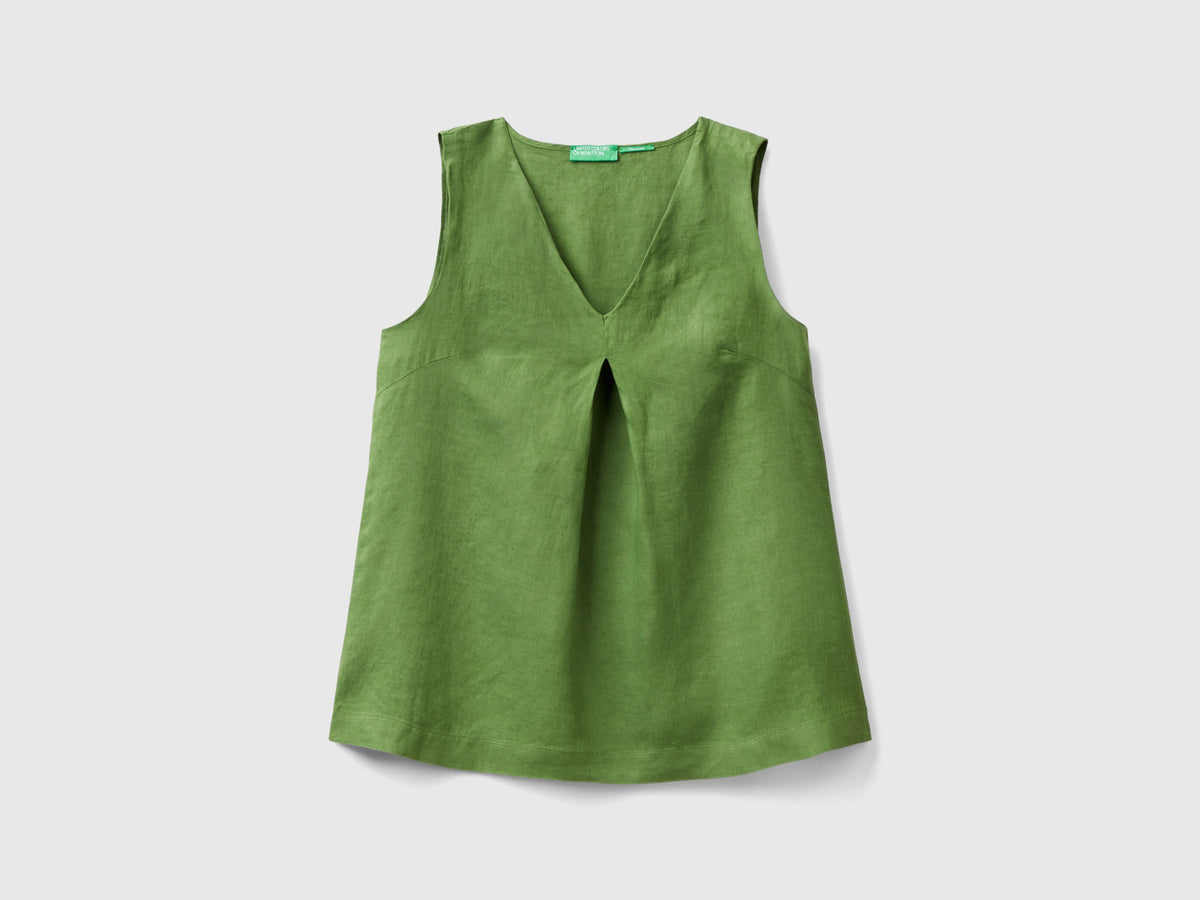 Blusa smanicata in puro lino
