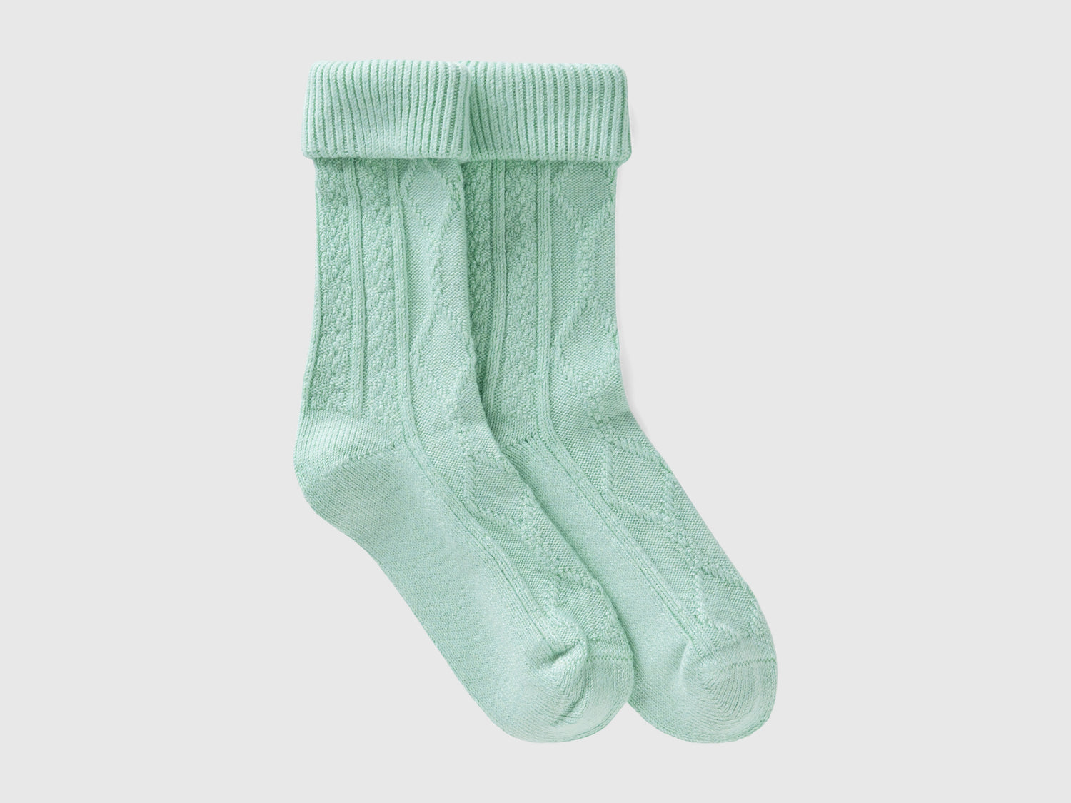 Calzini lunghi jacquard da donna verde acqua | Benetton Outlet