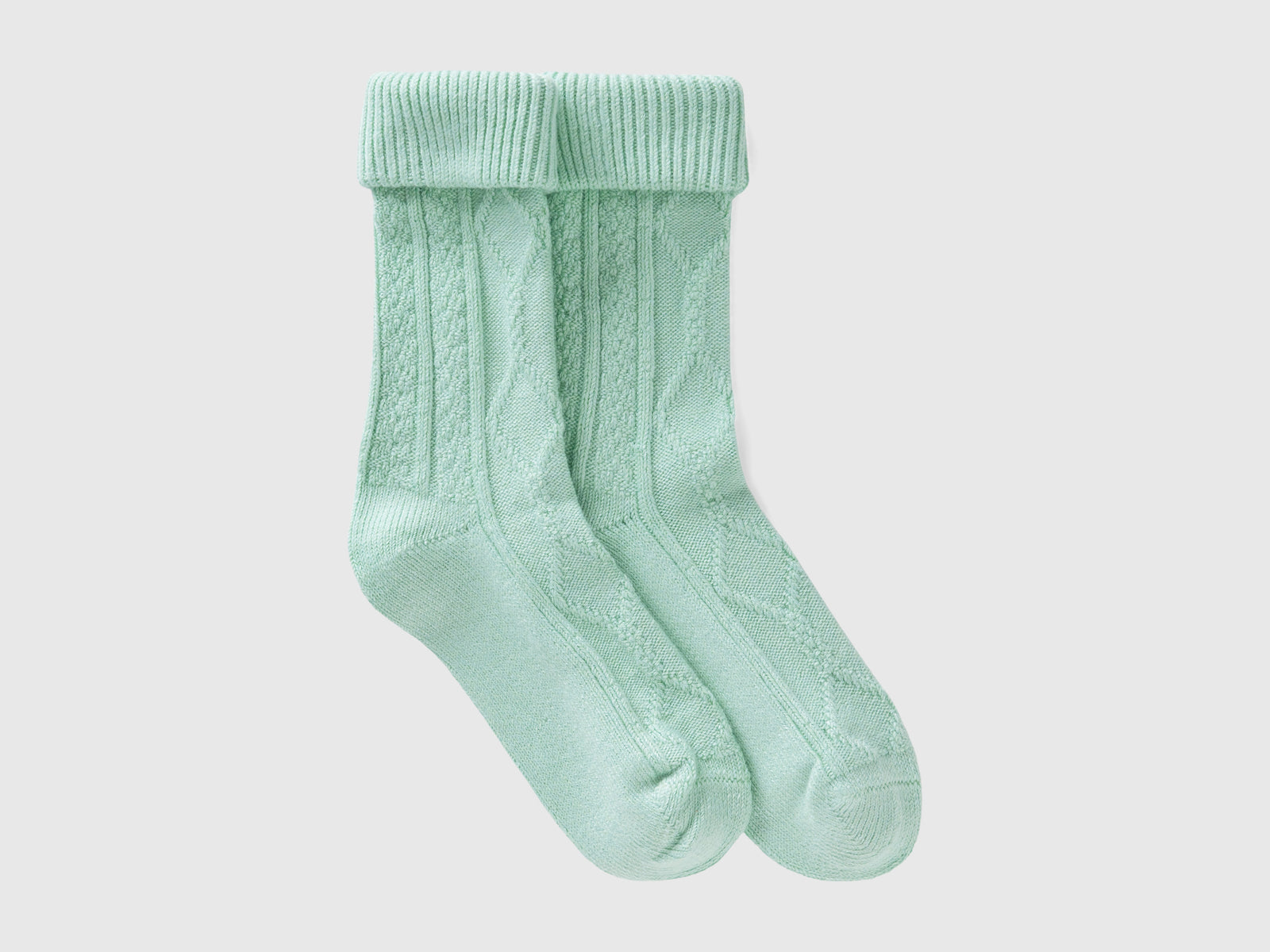 Calzini lunghi jacquard da donna verde acqua | Benetton Outlet