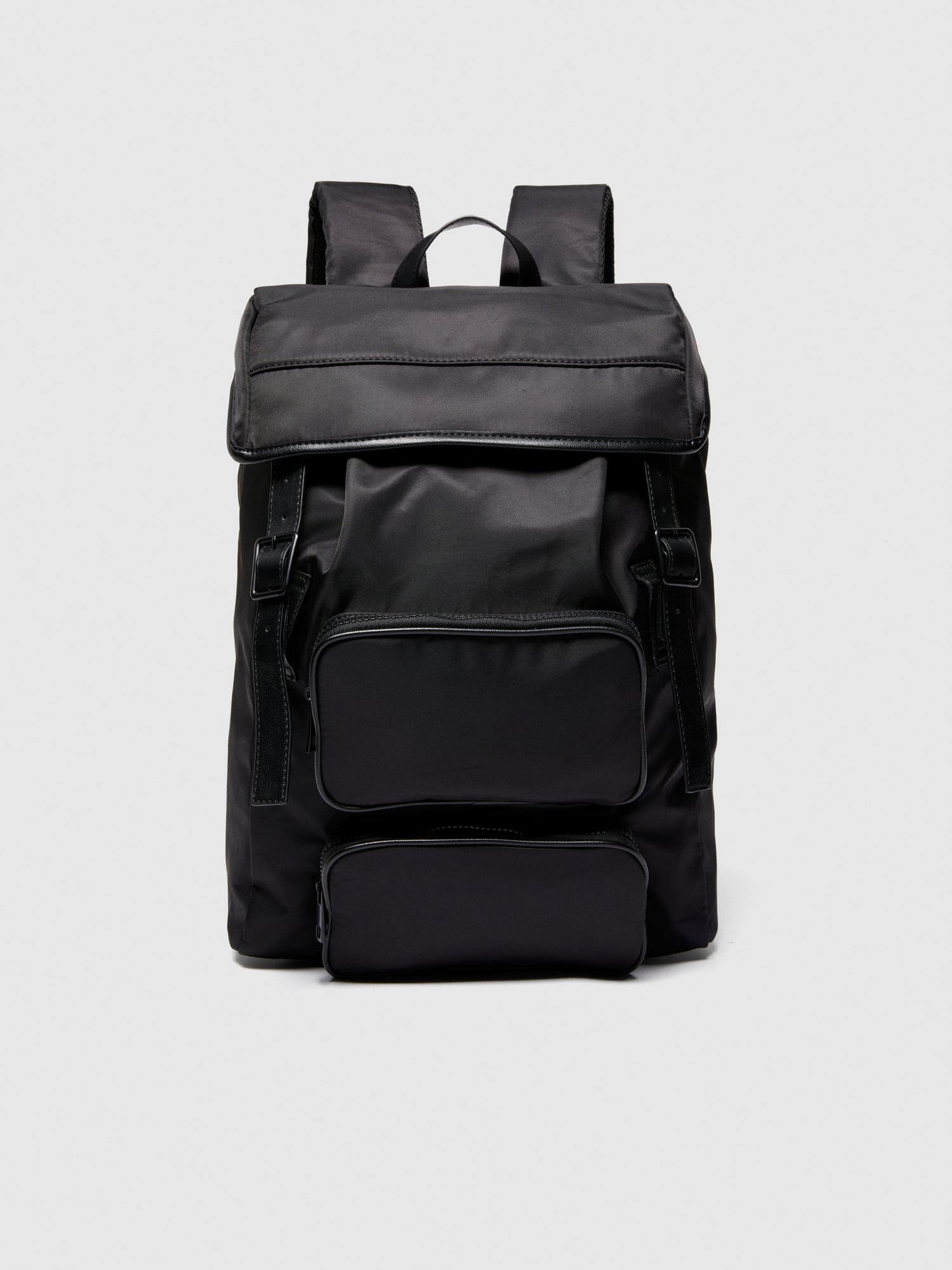 Zaino in nylon con tasche da uomo nero | Sisley Outlet