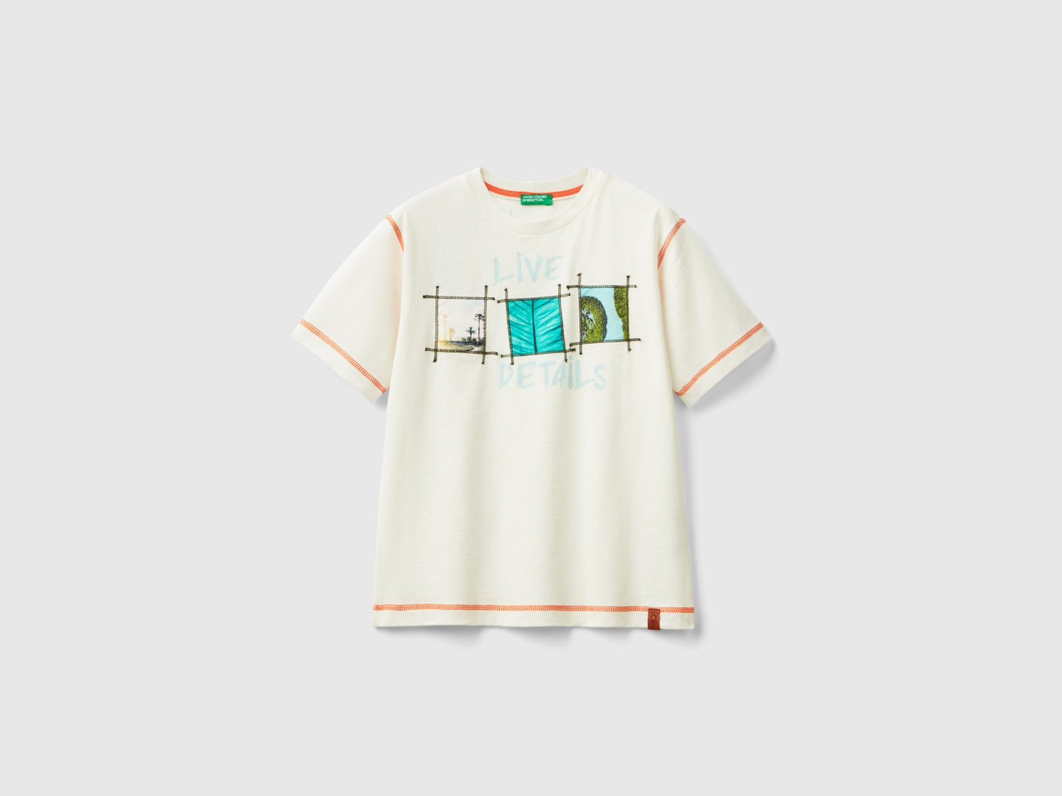 Maglietta con stampa fotografica da bambino bianco panna | Benetton Outlet