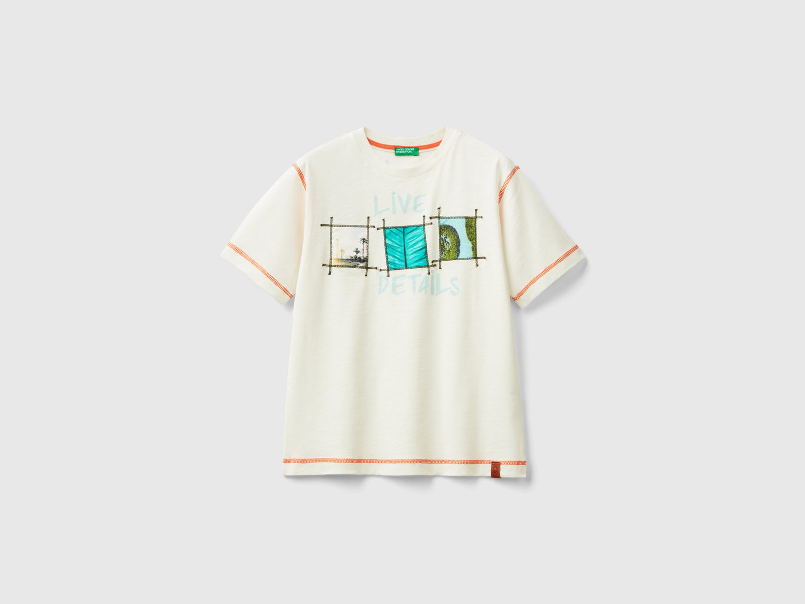 Maglietta con stampa fotografica da bambino bianco panna | Benetton Outlet
