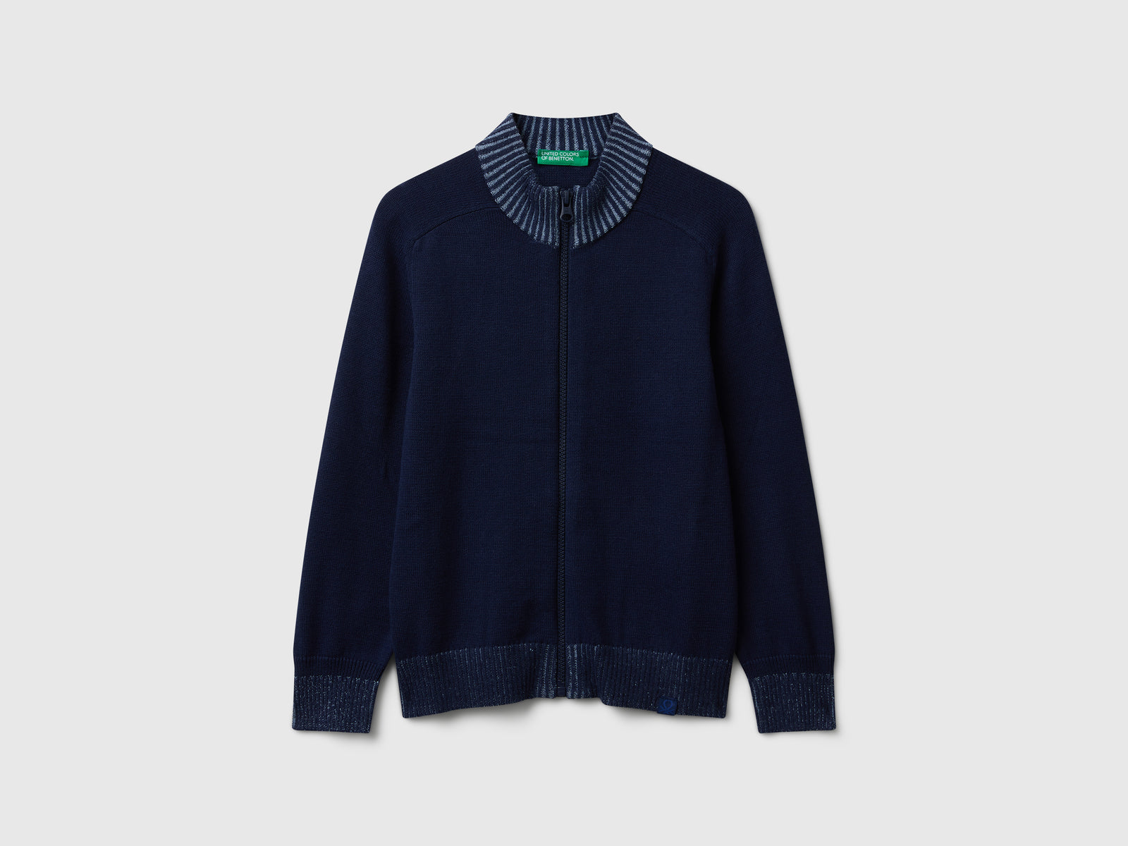 Maglia con zip da bambino blu scuro | Benetton Outlet