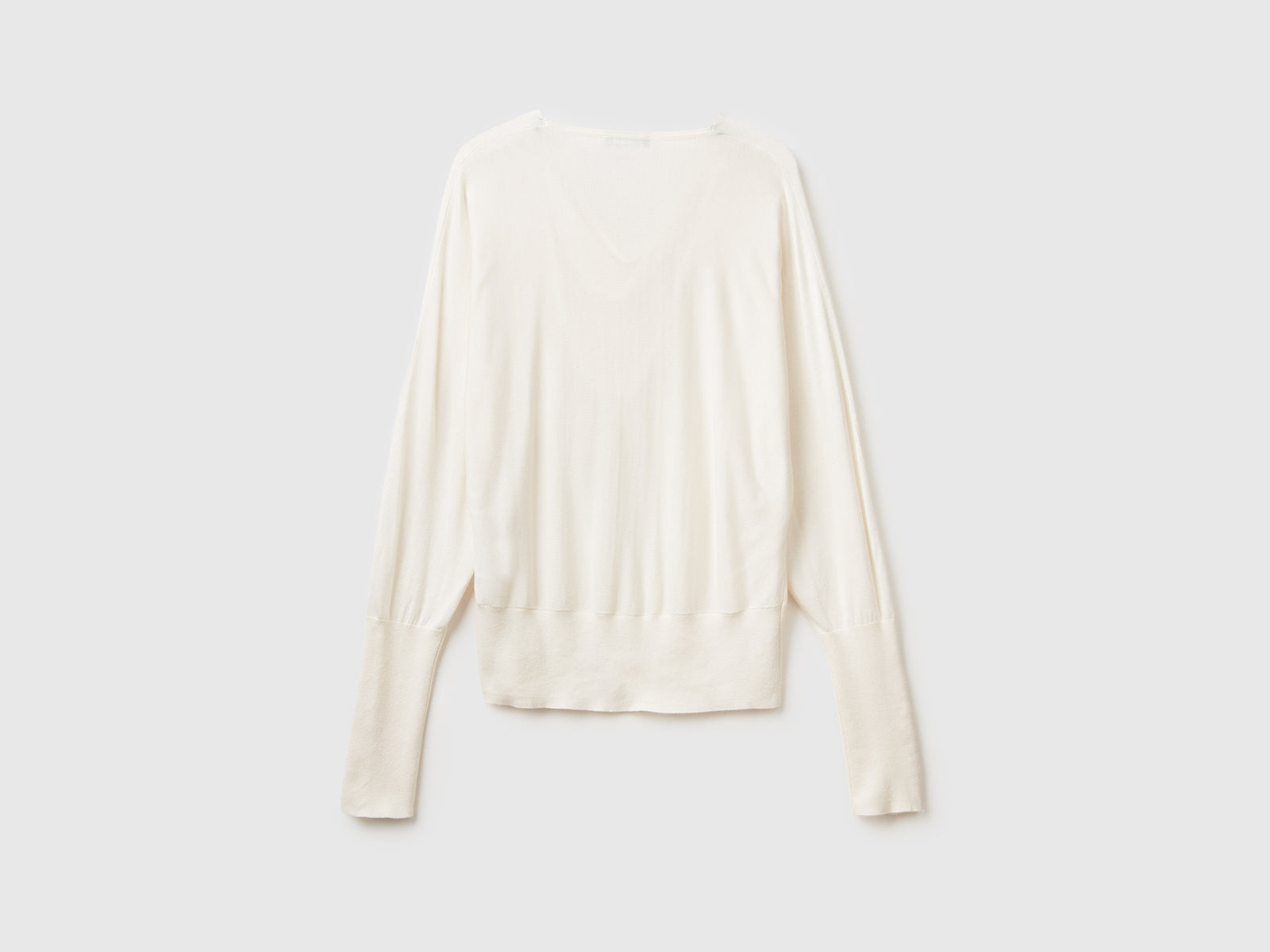 Maglioncino in misto seta da donna bianco panna 2 | Benetton Outlet