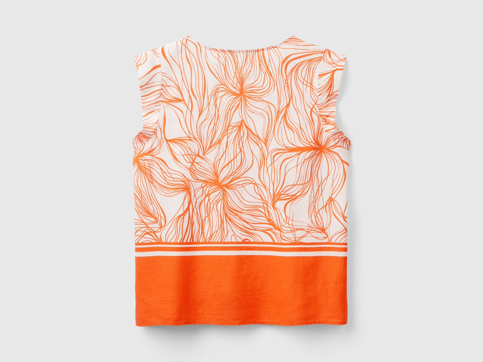 Blusa fantasia in misto viscosa sostenibile da donna arancione 2 | Benetton Outlet
