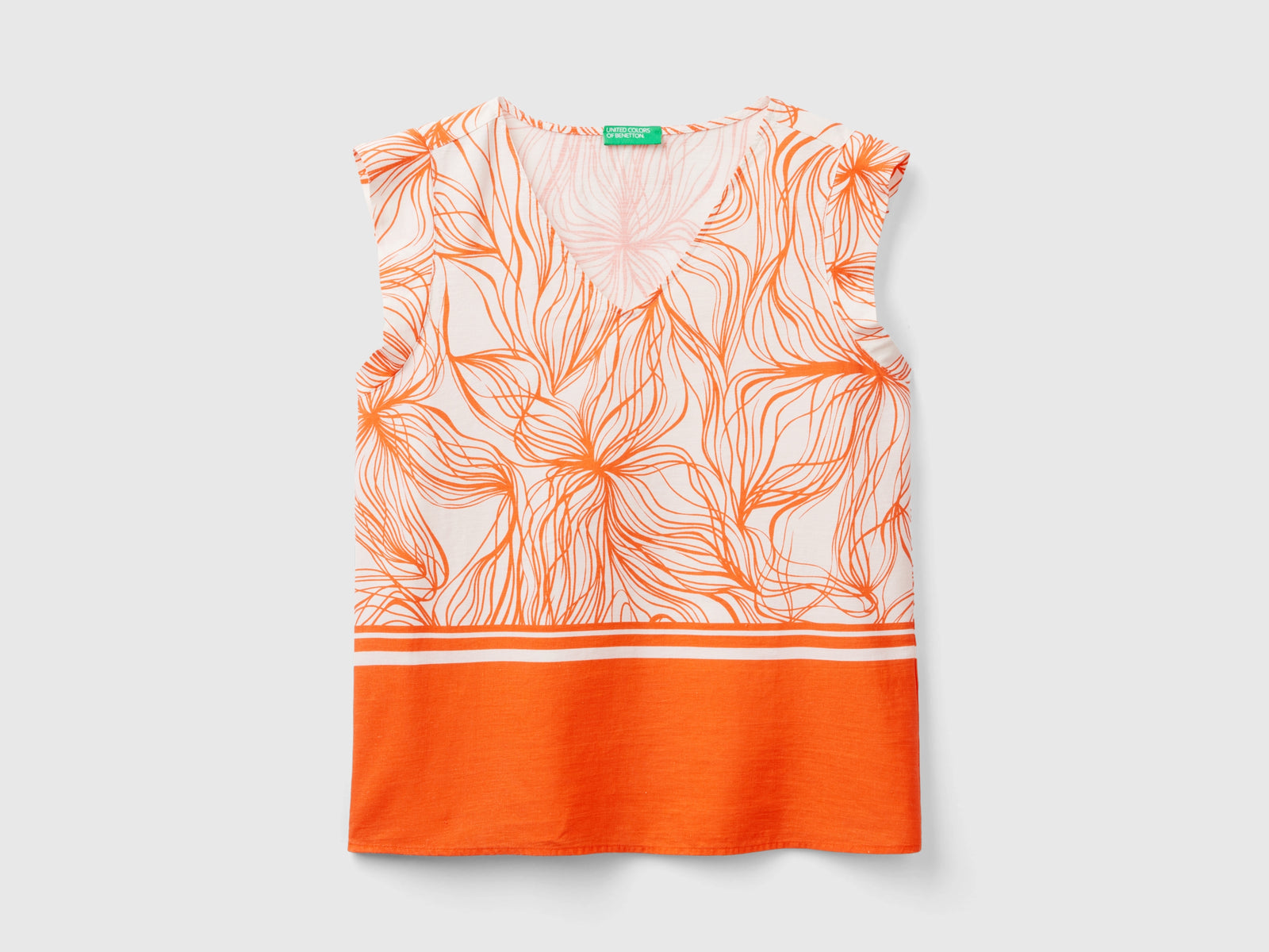 Blusa fantasia in misto viscosa sostenibile da donna arancione | Benetton Outlet