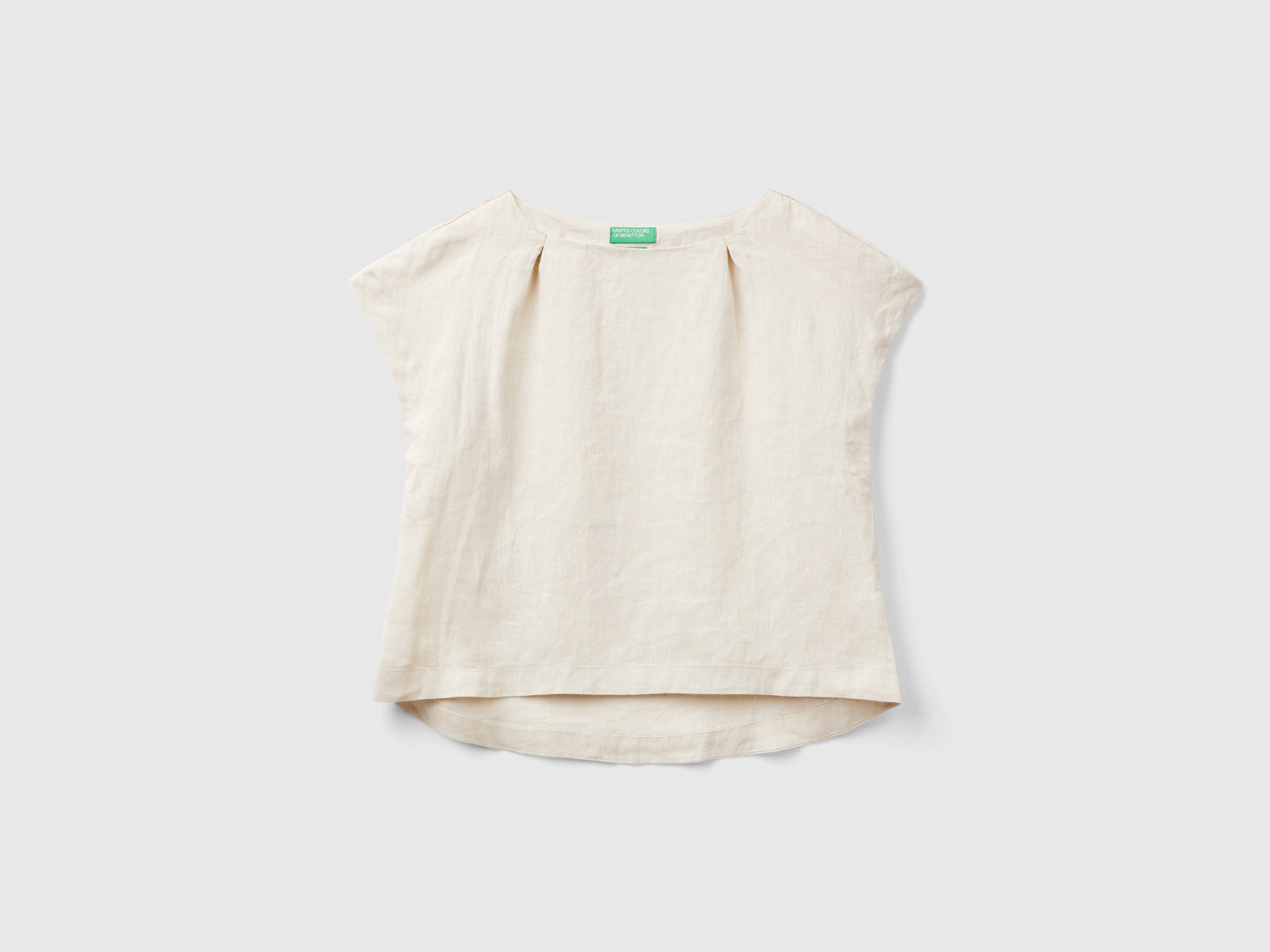 Blusa scollo quadrato in puro lino da donna beige | Benetton Outlet