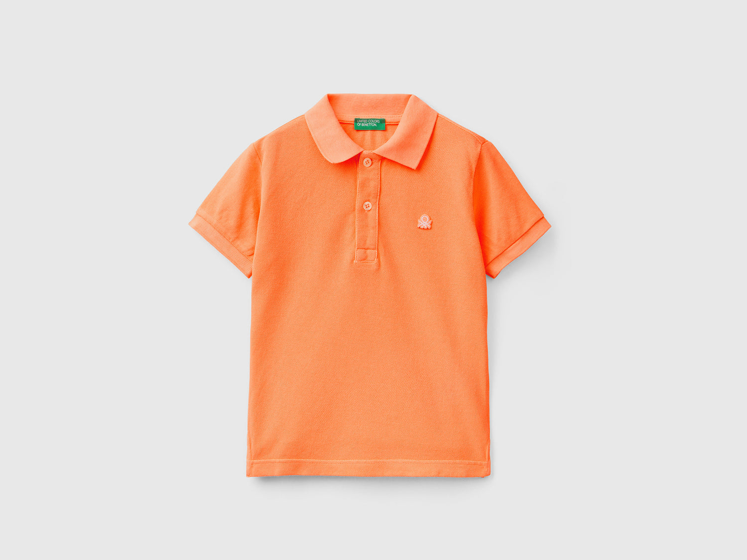 Polo fluo in cotone biologico da bimbo arancione fluo | Benetton Outlet