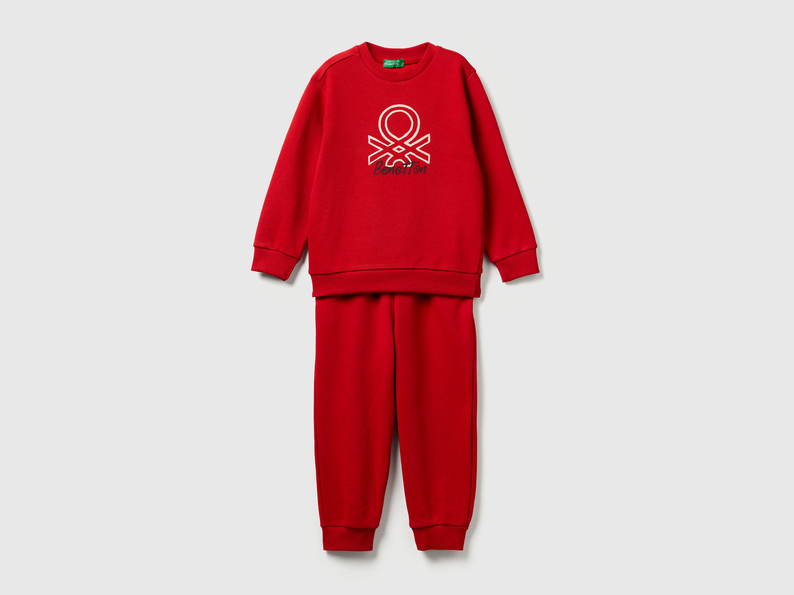 Tuta in felpa con logo da bimbo rosso | Benetton Outlet