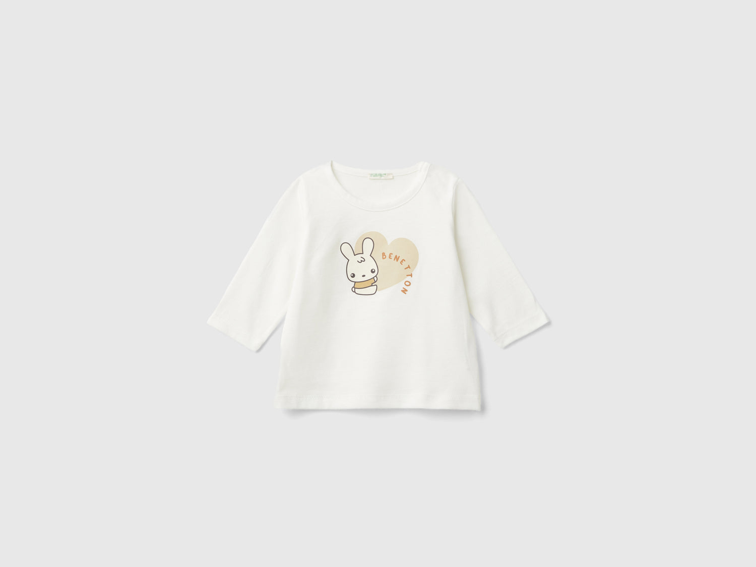 T-shirt in caldo cotone da neonato bianco panna | Benetton Outlet