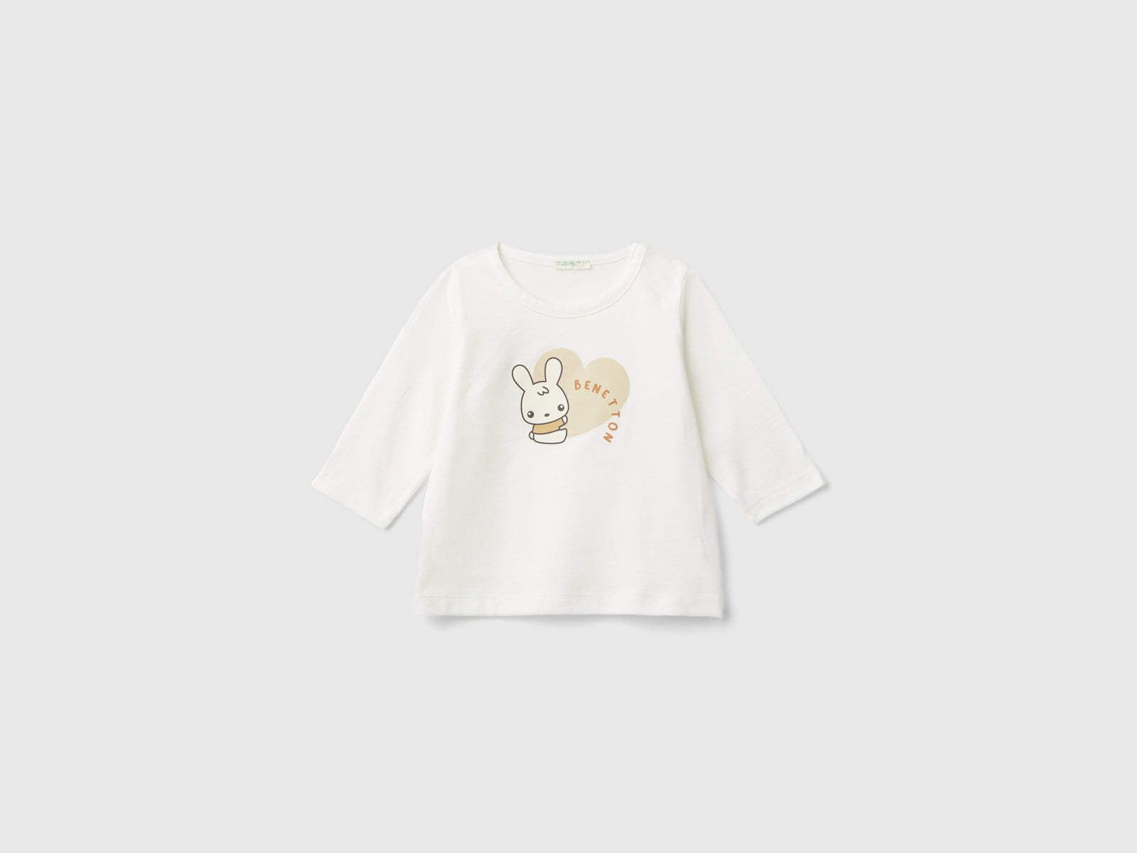 T-shirt in caldo cotone da neonato bianco panna | Benetton Outlet