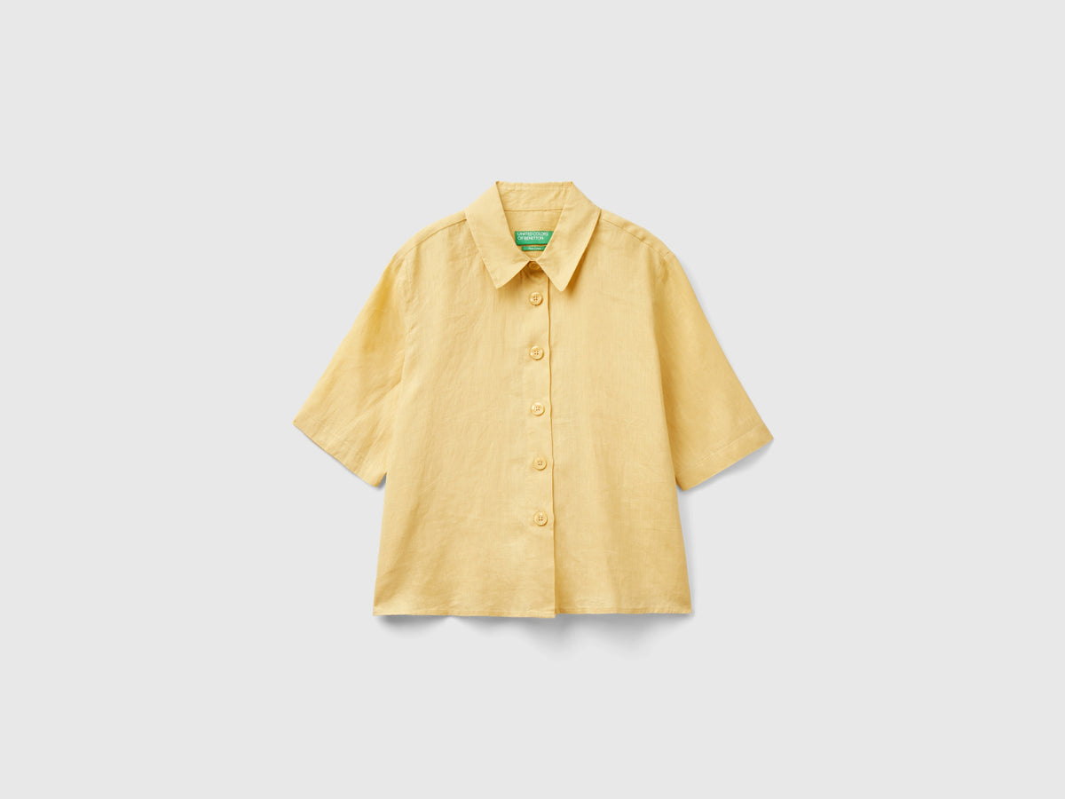 Camicia corta in puro lino