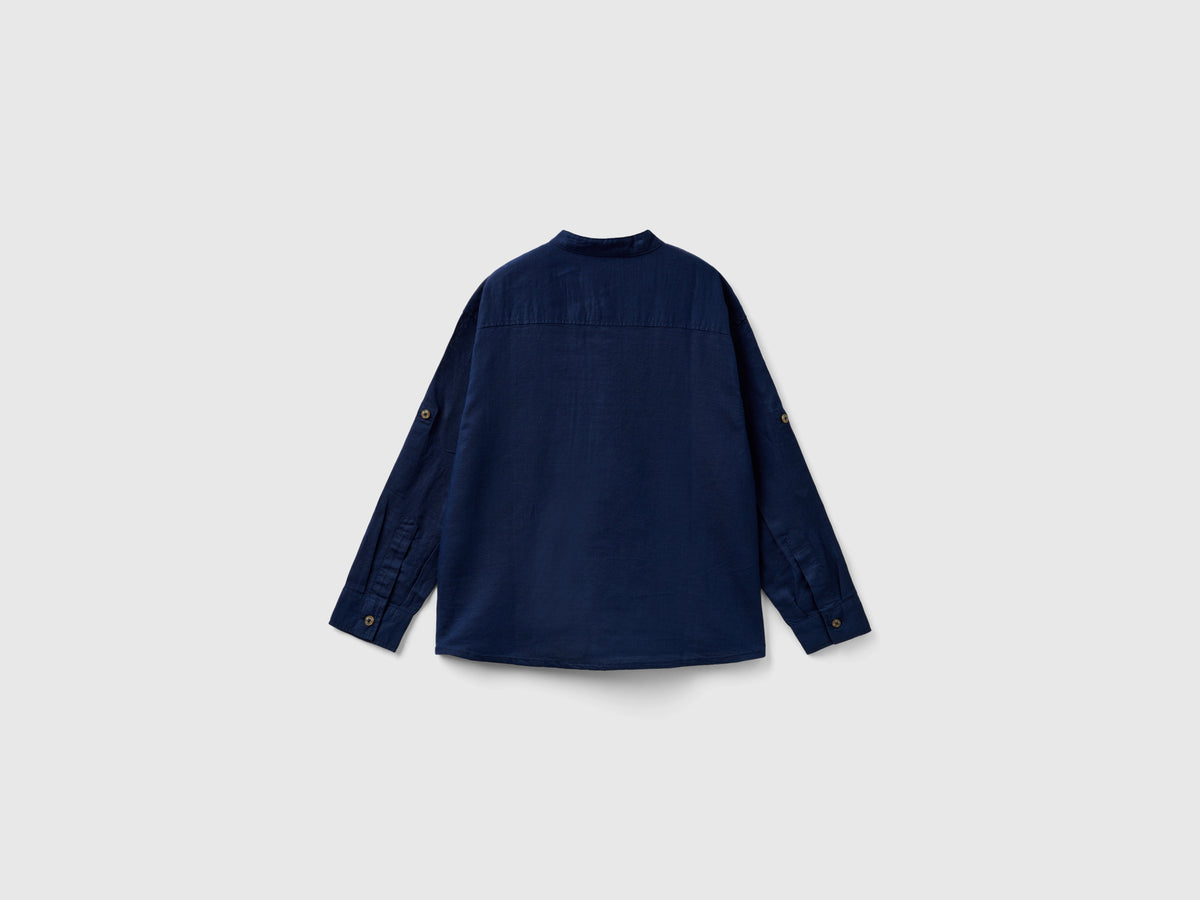 Camicia alla coreana in misto lino