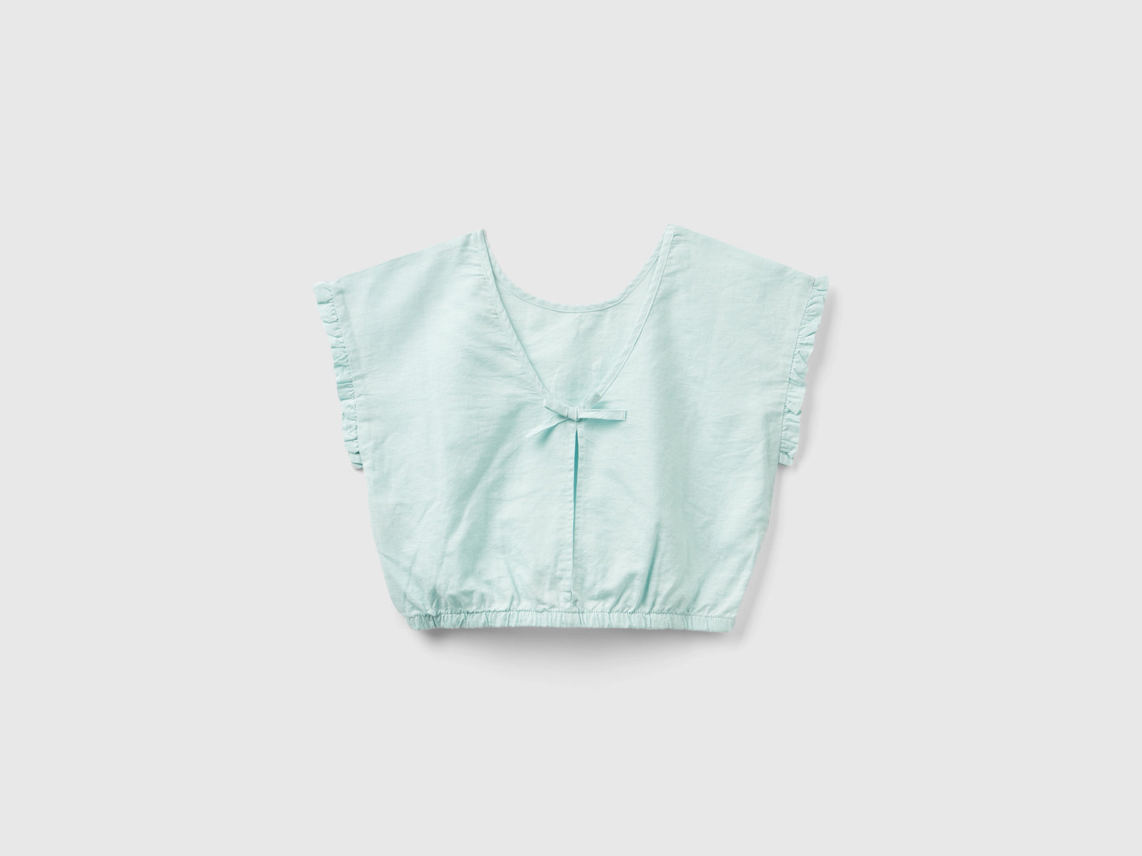 Camicetta in misto lino da bambina verde acqua 2 | Benetton Outlet