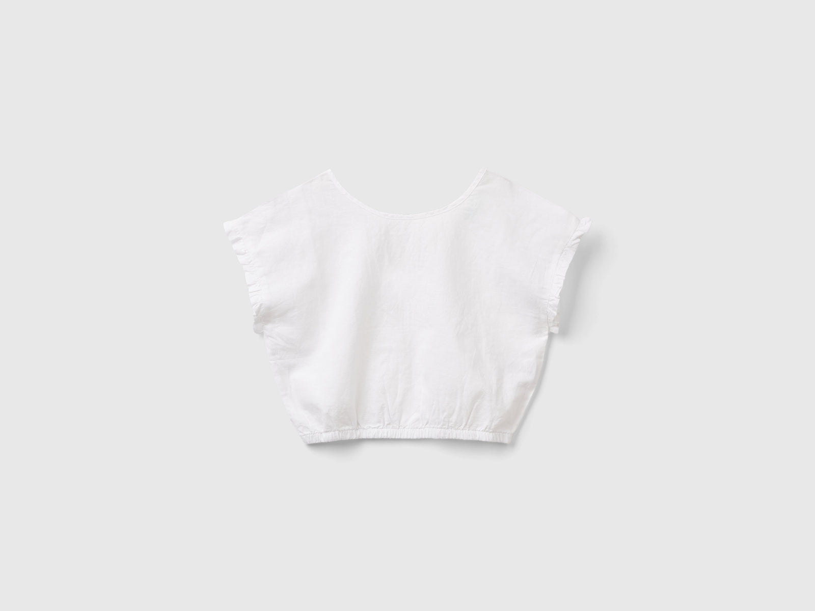 Camicetta in misto lino da bambina bianco | Benetton Outlet