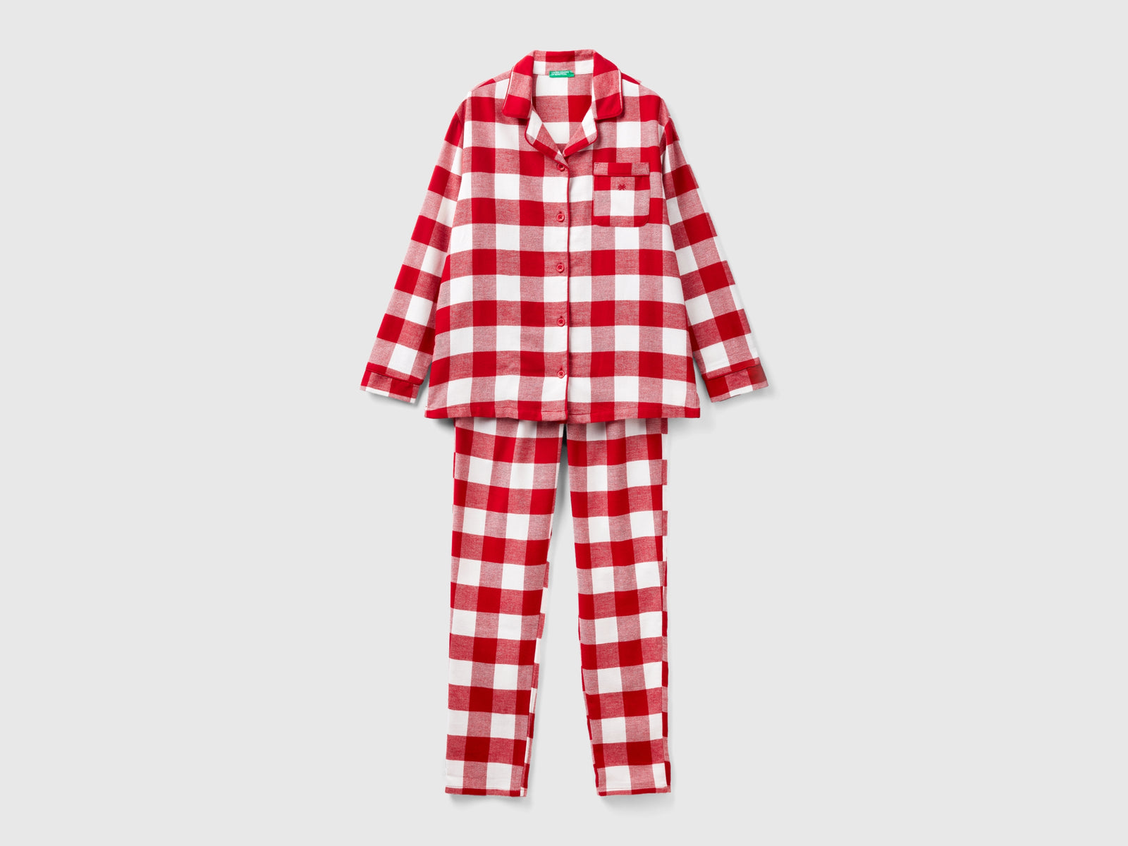 Pigiama a quadri in flanella da donna rosso | Benetton Outlet