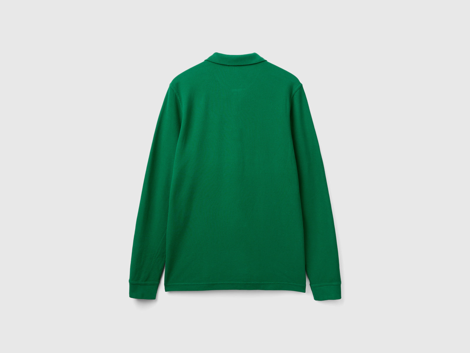 Polo a manica lunga 100% cotone da uomo verde scuro 2 | Benetton Outlet