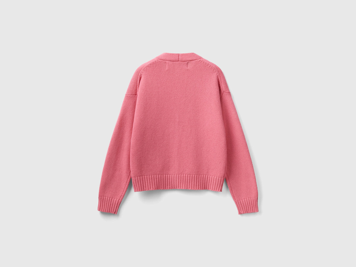 Cardigan con intarsi floreali