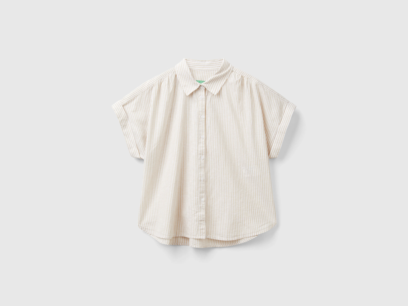 Camicia a righe comfort fit da donna beige | Benetton Outlet