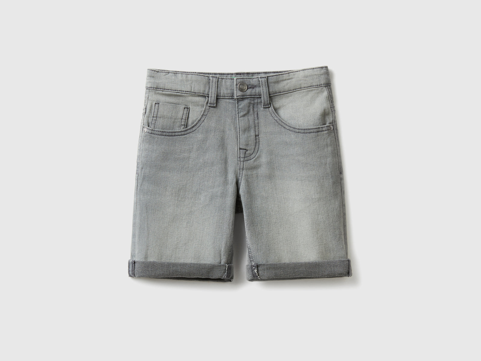 Bermuda slim fit in denim da bambino grigio | Benetton Outlet