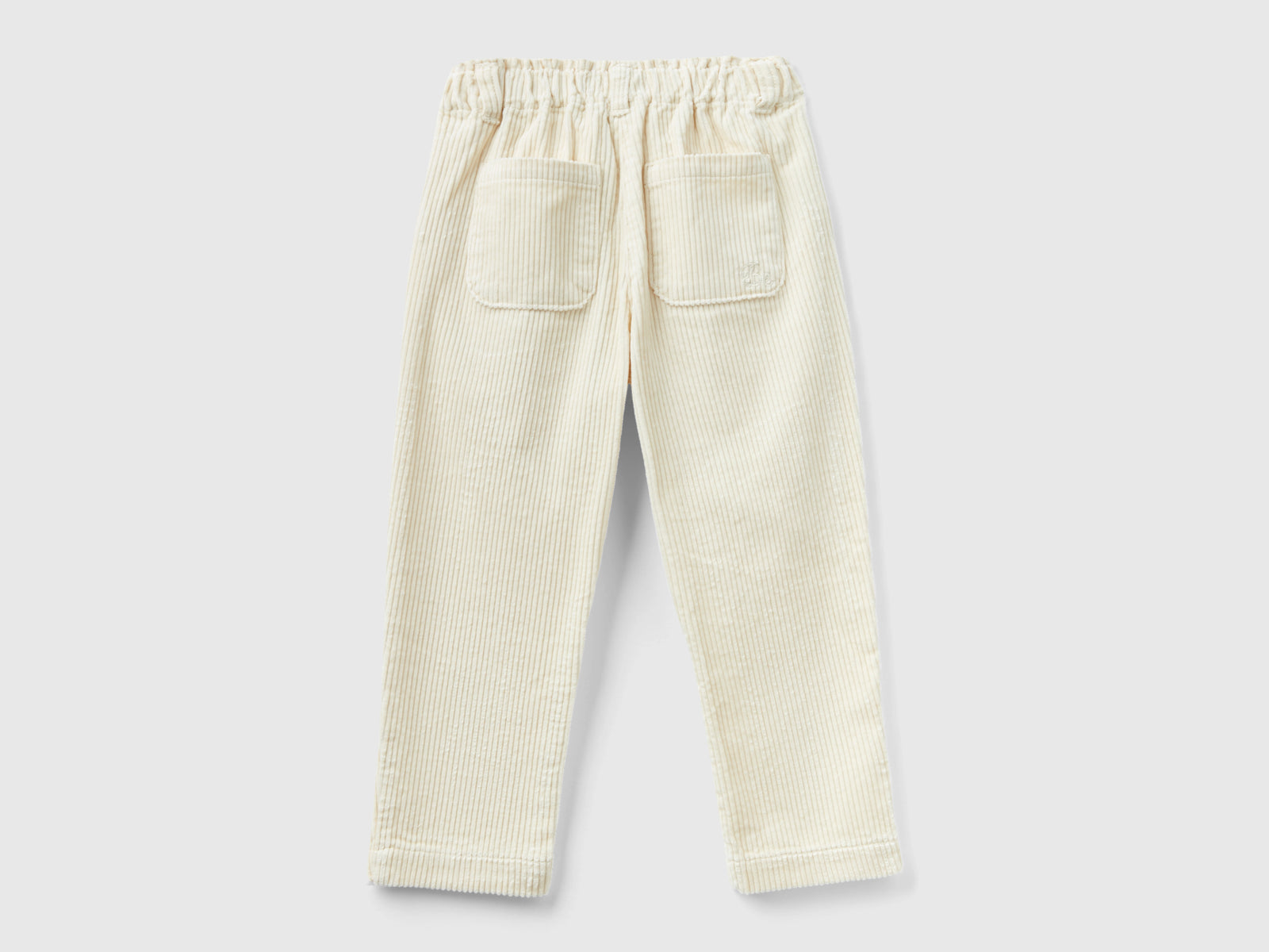 Pantaloni in velluto a coste con elastico da bimba beige 2 | Benetton Outlet