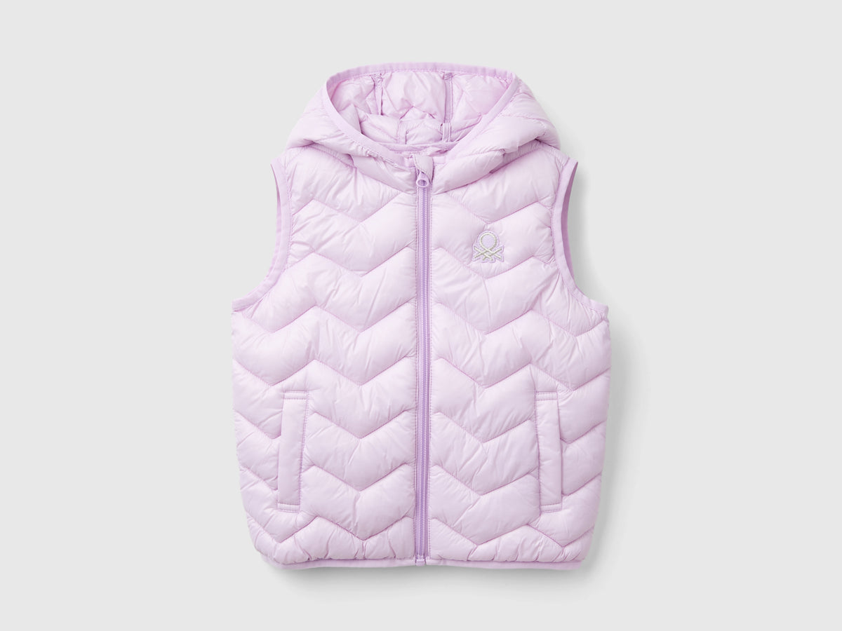 Gilet imbottito in ovatta 3D con cappuccio