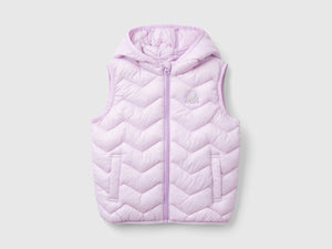 Gilet imbottito in ovatta 3D con cappuccio