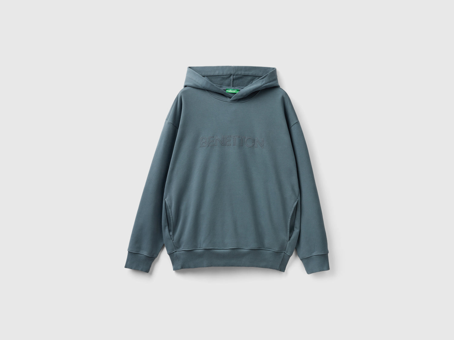 Felpa con ricamo in misto cotone bio da uomo grigio scuro | Benetton Outlet